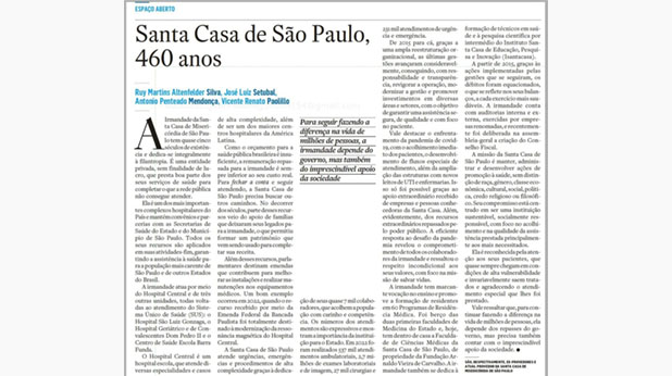 Santa Casa de São Paulo é destaque no Jornal Estadão